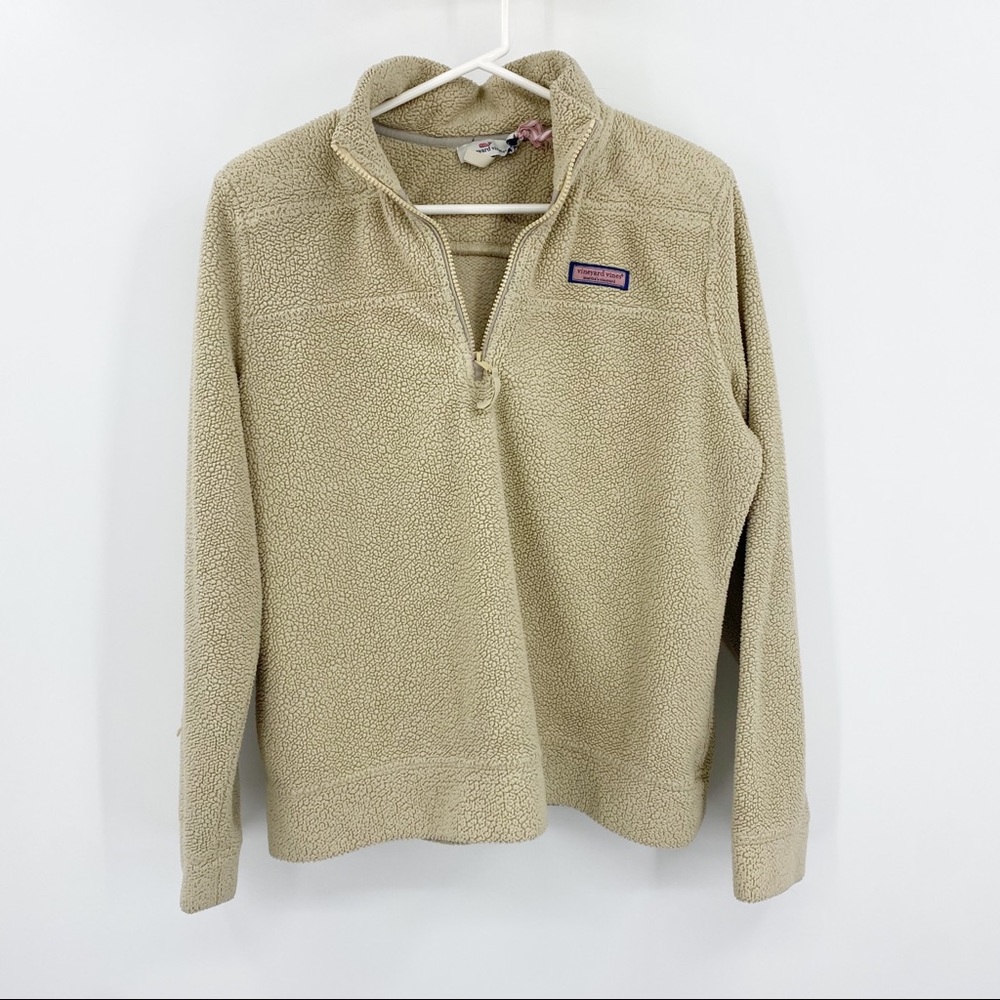 Vineyard Vines Brown Pile 1/4 Zip Fleece Medium